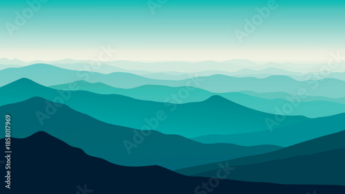 Serene mountain ranges at dawn