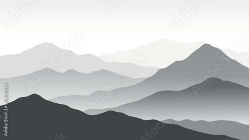 Serene mountain range at dawn