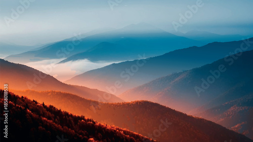 Misty mountain sunrise