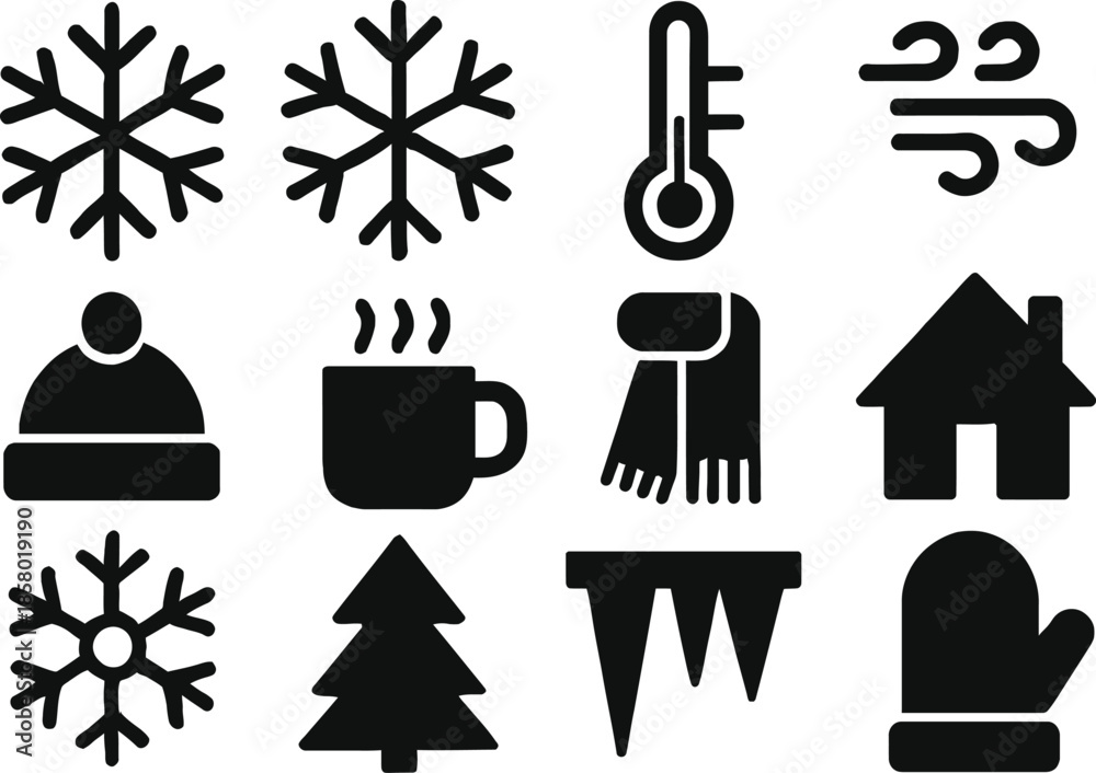 Naklejka premium Festive Winter Decorative Elements Background Vector Illustration