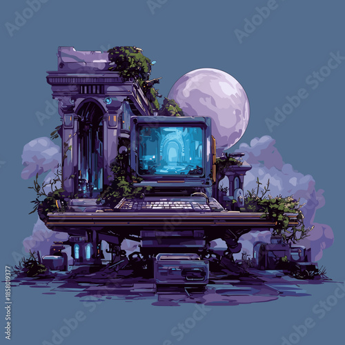 Sci-Fi PC, Vector Illustration, Clipart