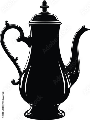 Elegant Black Coffee Pot Silhouette Design