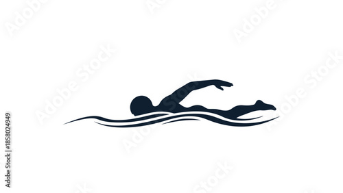 Silhouette of Person Swimming in Water.