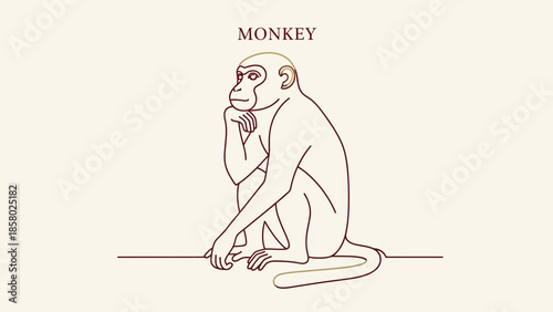 monkey sitting in thoughtful pose