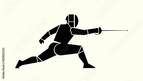 Fencer in Action with Sword.