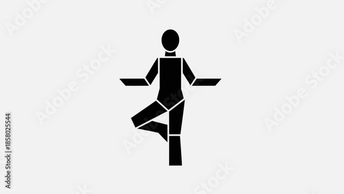 Man in Tree Pose Yoga Silhouette.