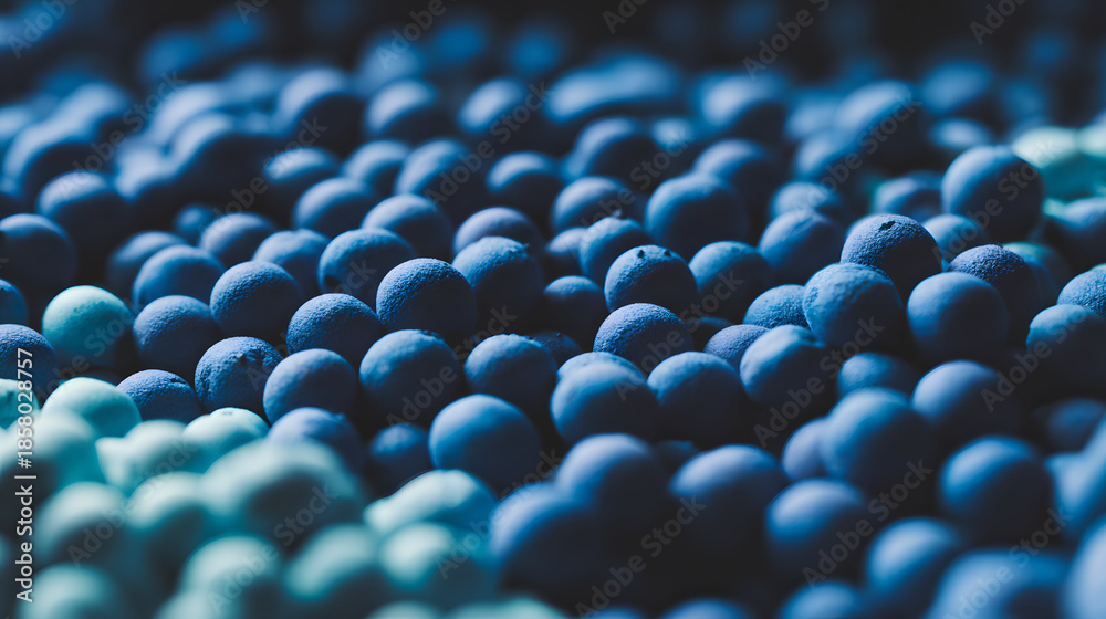 Obraz premium desiccant. Blue desiccant beads color transition, from moist to dry state. STEM education sheets, lab safety posters, designed for biotech research communications, supports STEM education.