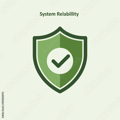 System Reliability Shield with Check Mark Icon.