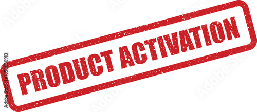 Distressed red rectangular rubber stamp clearly displaying the important phrase product activation for official documentation
