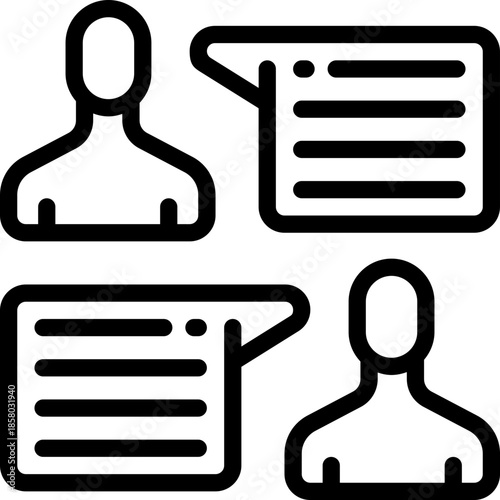 discussion line icon. Clean and minimalist vector icon for websites, mobile apps, presentations, and logos. Fully scalable and customizable for any project.