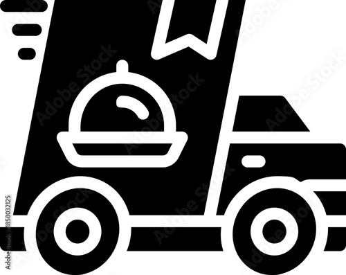 delivery truck glyph icon. Strong and solid vector icon for websites, mobile interfaces, presentations, and visual branding. High quality and easy to edit.