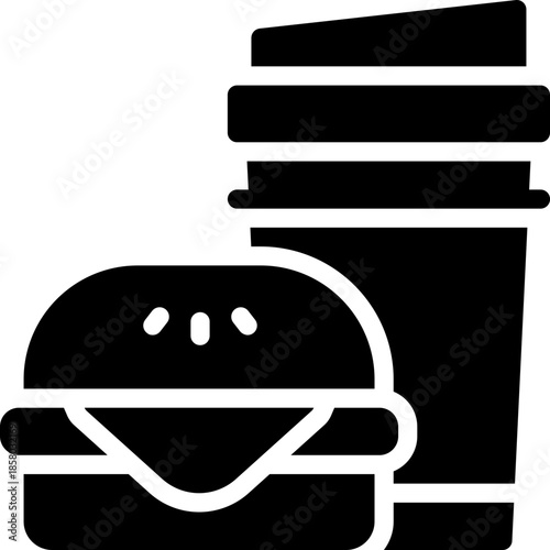 fast food glyph icon. Strong and solid vector icon for websites, mobile interfaces, presentations, and visual branding. High quality and easy to edit.