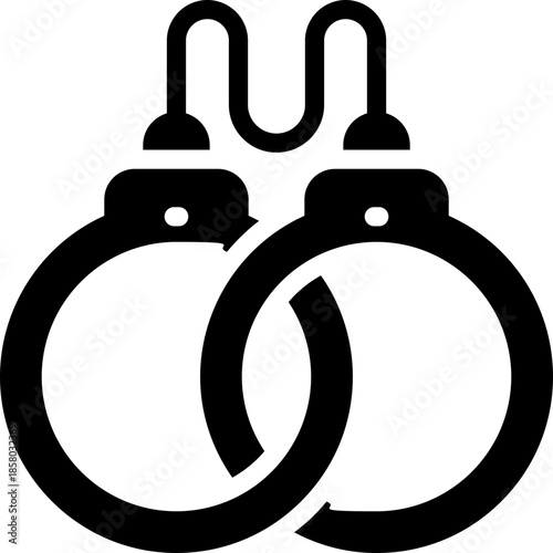 handcuff glyph icon. Strong and solid vector icon for websites, mobile interfaces, presentations, and visual branding. High quality and easy to edit.