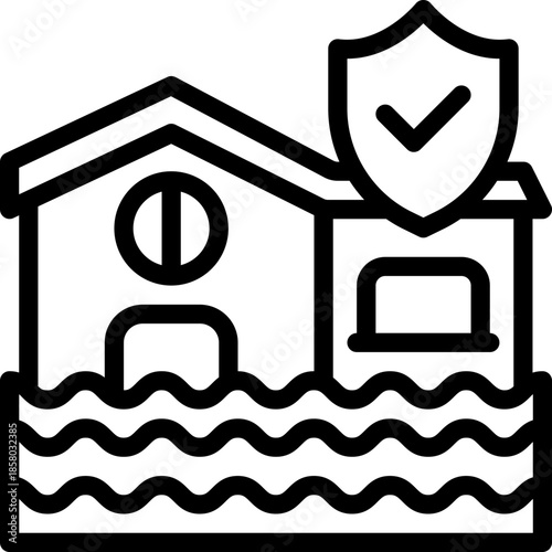 flood insurance line icon. Clean and minimalist vector icon for websites, mobile apps, presentations, and logos. Fully scalable and customizable for any project.