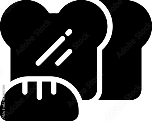 bread glyph icon. Strong and solid vector icon for websites, mobile interfaces, presentations, and visual branding. High quality and easy to edit.