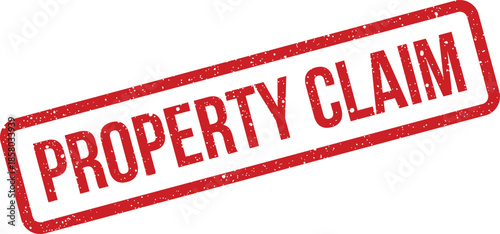 Distressed textured rubber stamp graphic element indicating a formal assertion of property ownership rights