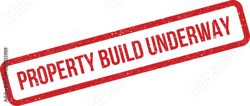 Distressed textured rubber stamp graphic element signaling property construction activities are in progress