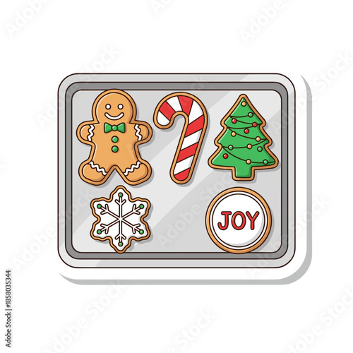 Christmas Cookies on Baking Sheet Festive Holiday Treats.