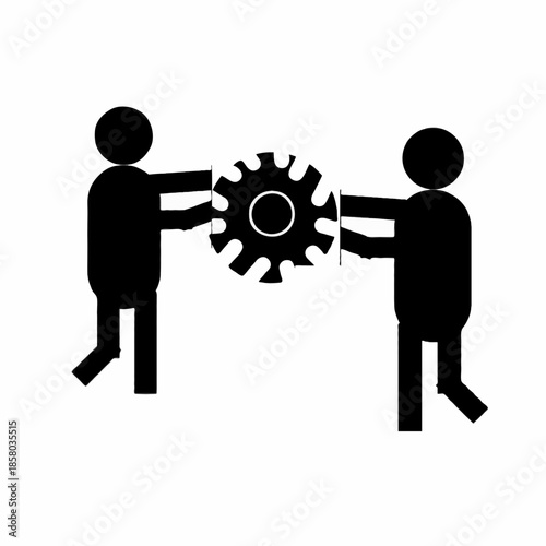 Two people working together with gear