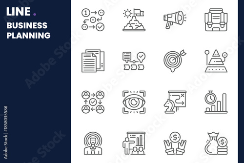Business Planning Icon pack for your website, mobile, presentation, and logo design. Business Planning Icon outline design. Vector graphics illustration and editable stroke.