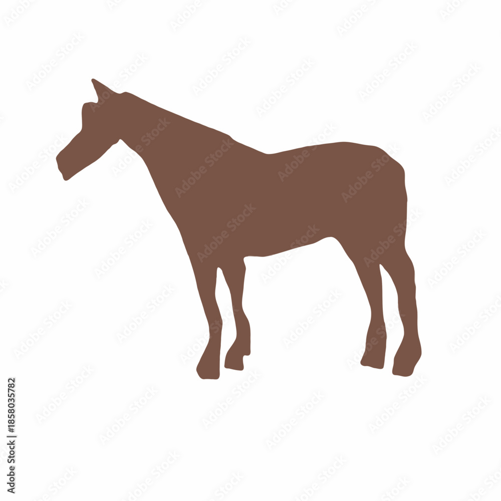 Obraz premium Brown horse silhouette standing alone in profile view
