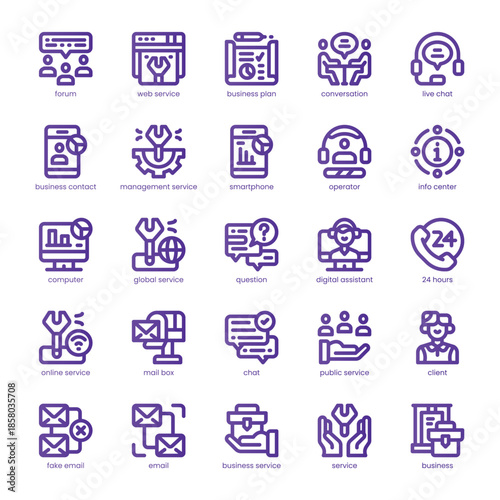 Business Service Icon pack for your website, mobile, presentation, and logo design. Business Service Icon line basic color design. Vector graphics illustration and editable stroke.