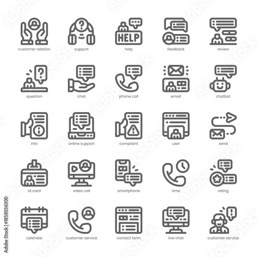 Customer Relation Icon pack for your website, mobile, presentation, and logo design. Customer Relation Icon outline design. Vector graphics illustration and editable stroke.