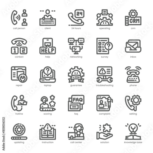 Customer Service Icon pack for your website, mobile, presentation, and logo design. Customer Service Icon outline design. Vector graphics illustration and editable stroke.