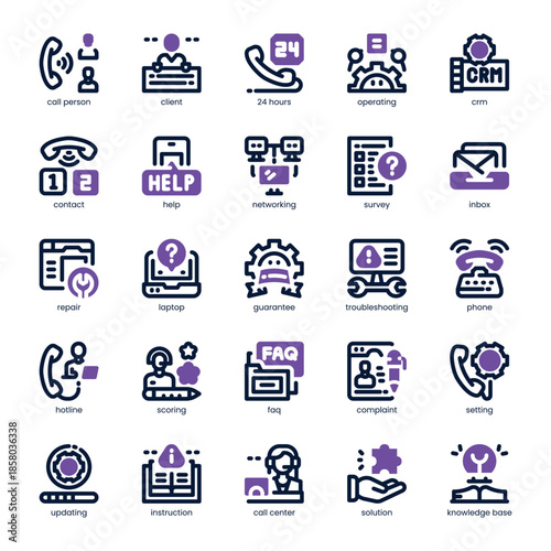 Customer Service Icon pack for your website, mobile, presentation, and logo design. Customer Service Icon dual tone design. Vector graphics illustration and editable stroke.