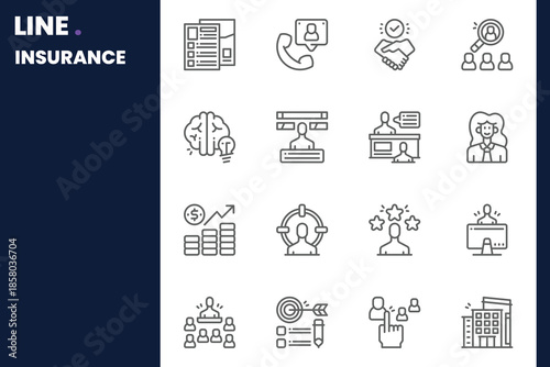 Insurance Icon pack for your website, mobile, presentation, and logo design. Insurance Icon outline design. Vector graphics illustration and editable stroke.