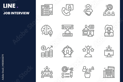 Job Interview Icon pack for your website, mobile, presentation, and logo design. Job Interview Icon outline design. Vector graphics illustration and editable stroke.