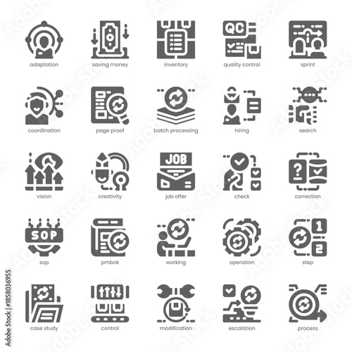 Process Icon pack for your website, mobile, presentation, and logo design. Process Icon solid design. Vector graphics illustration and editable stroke.