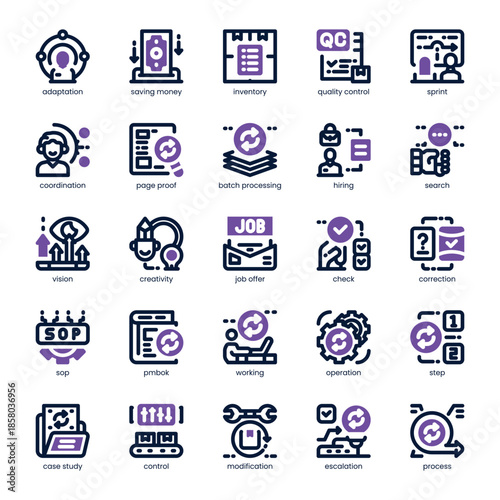 Process Icon pack for your website, mobile, presentation, and logo design. Process Icon dual tone design. Vector graphics illustration and editable stroke.