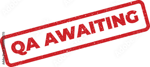 Grunge textured rubber stamp indicating a pending status for quality assurance review or approval