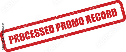 Grungy processed promo record stamp for marketing materials and advertising campaign documentation