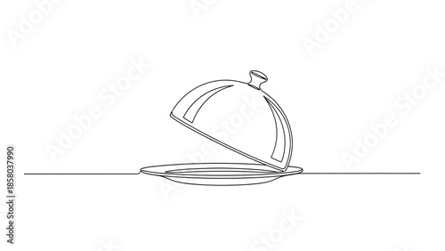 Simple line drawing of a serving dish with open lid