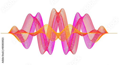 Vibrant vector illustration showcasing a complex wave pattern, blending pink, orange, and yellow hues to create a visually dynamic and modern design element.