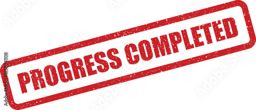 Official textured rectangular mark signifying that significant progress has been fully achieved and finished