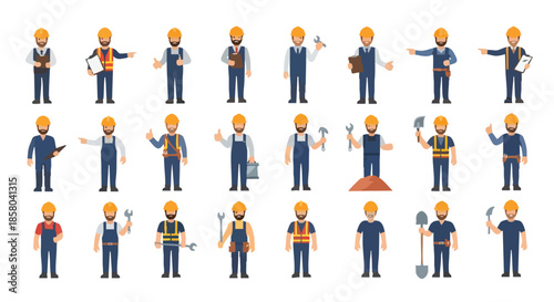 Diverse group of construction workers illustration for different purposes and professional actions