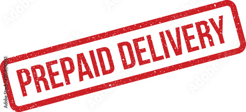 Rectangular rubber stamp mark indicating prepaid delivery service for packages and logistical operations