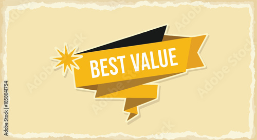 A vibrant yellow banner announcing best value in a subtle, textured background perfect for sales promotions and marketing campaigns