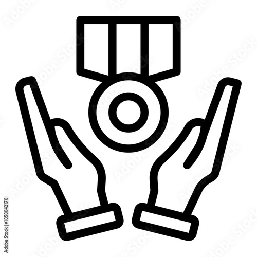 Champion Winner Wellness Medal Icon from Help and Support Icon Collection (Outline style)