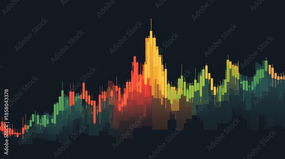 Obraz premium Trading market momentum theme front view animation Triadic Color Scheme flat design.