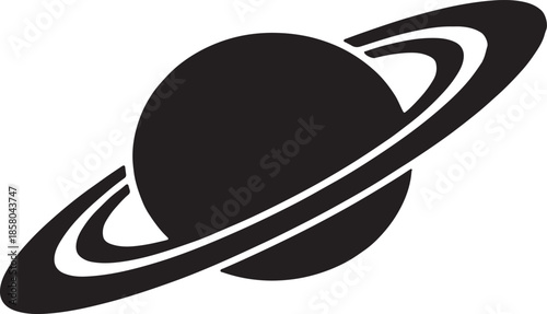 Saturn Planetary Ring Silhouette Vector Art,Cosmos Saturn Planet Black Silhouette Vector