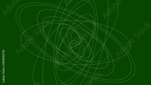 Dynamic Abstract Orbiting Lines on Dark Green Tech Background Loop