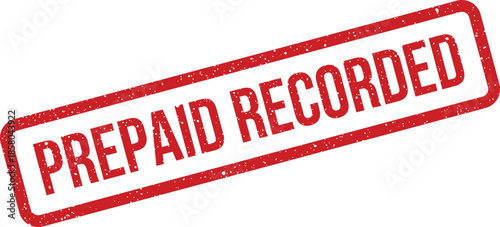 Red grunge style rubber stamp featuring the text prepaid recorded for financial tracking and official documentation