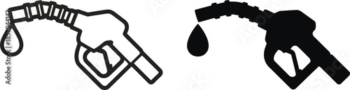 Gas Pump Icon with Dripping Fuel and Silhouette Version fuel pump gasoline