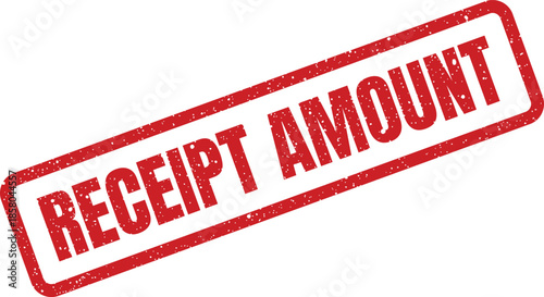 Red receipt amount rubber stamp vector with grunge texture and distinct rectangular frame