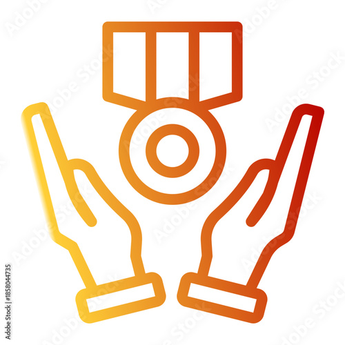 Champion Winner Wellness Medal Icon from Help and Support Icon Collection (Outline Gradient style)