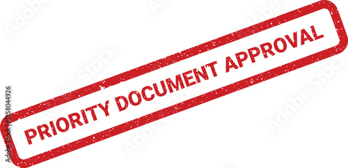 Red rectangular rubber stamp impression for official document approval process with distressed textured effect